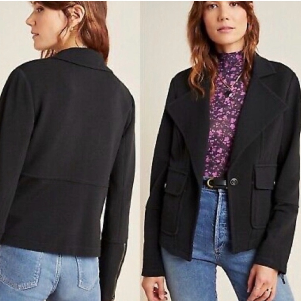 Anthropologie Black Surin Moto Jacket‎ Size Medium